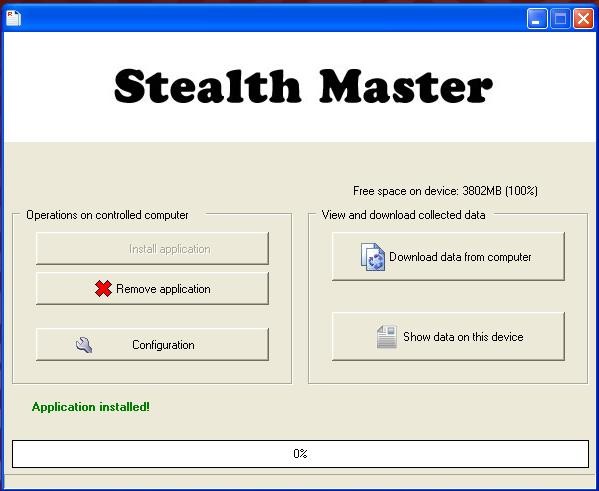 StealtMaster meny StealthMaster's Menystruktur