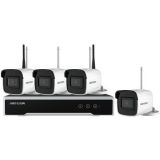 Hikvision NK44W0H-1T - Komplett trådløs overvåkningspakke med 4x trådløse innendørs/utendørs bulletkameraer