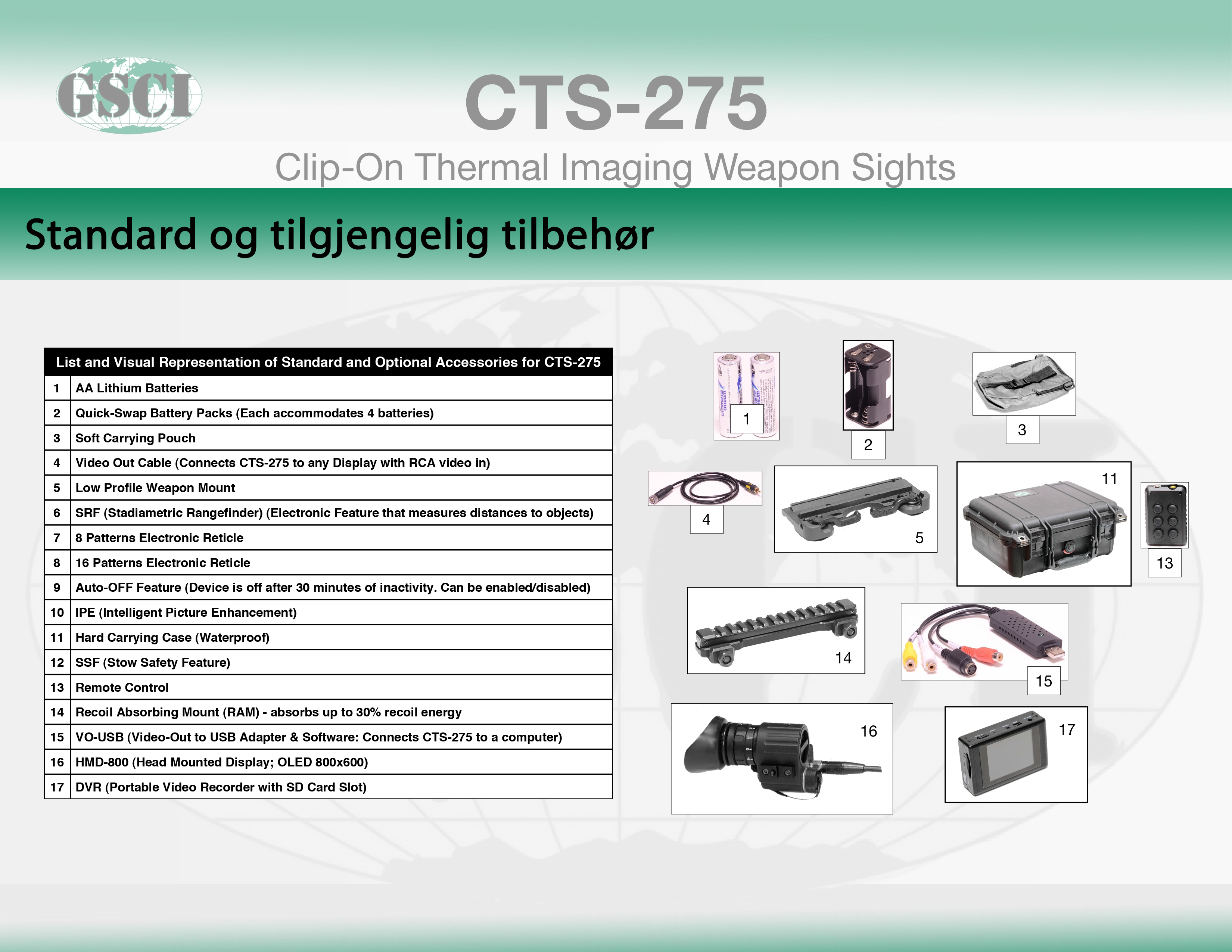 standard og tilgjengelig tilbeh&oslash;r